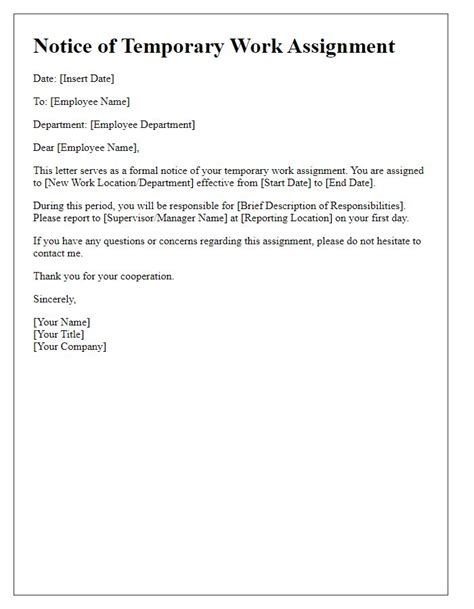 Temporary Employee Work Assignment