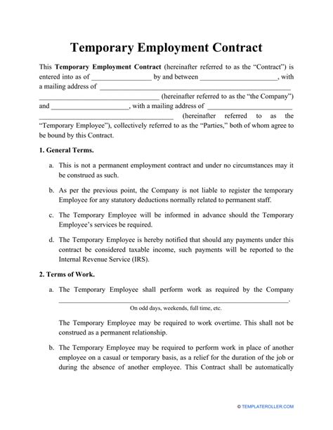 temporary employment contract