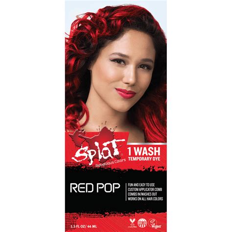 Splat 10 Wash Infrared Red Hair Color, NoBleach Temporary Red Hair Dye