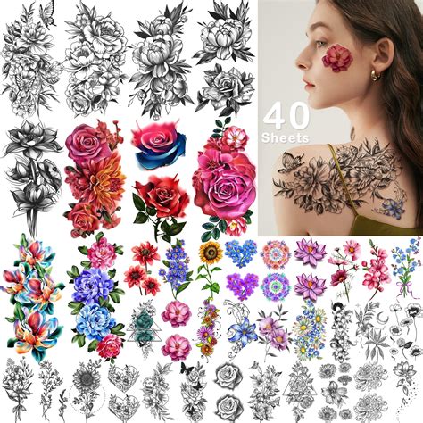 Temporary Tattoos Flowers