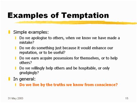 temptation examples in life