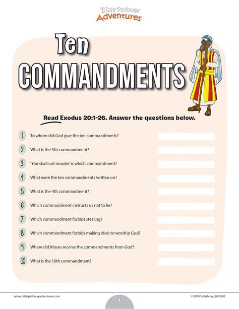 Ten Commandments quiz in 2021 Sabbath activities, Book activities