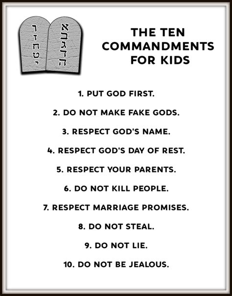 ten commandments book for kids