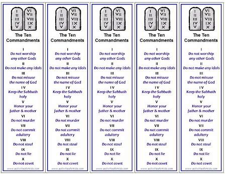 ten commandments bookmark printable free