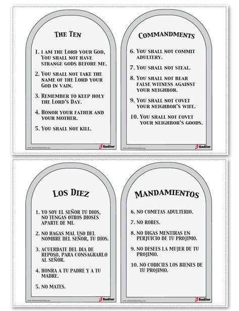 ten commandments in spanish printable