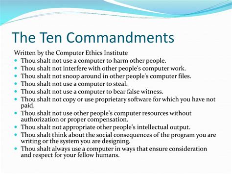 Ten Commandments Of Computer Use