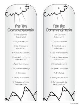 ten commandments print and kids bookmarks