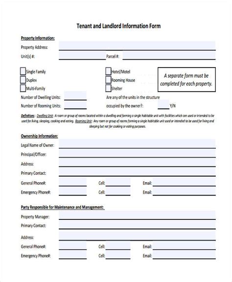 Printable Tenant Information Form Fill Out and Sign Printable PDF
