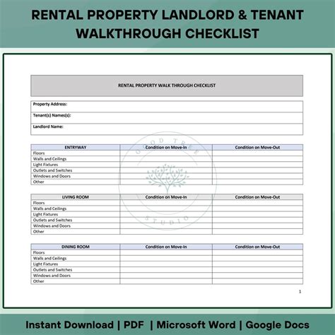Tenant Exit Walkthrough Checklist