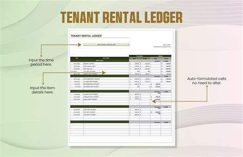 Tenant Ledger Template Nsw
