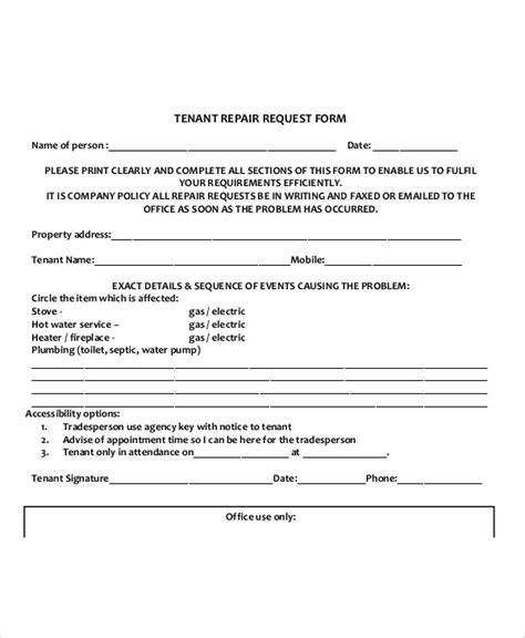 tenant repair request form template