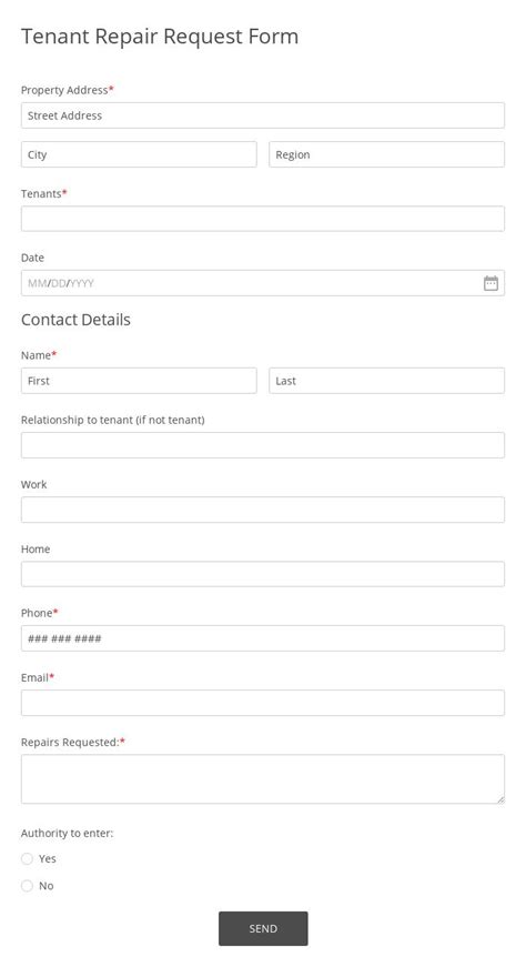 Tenant Repair Request Template