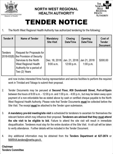 tender bulletin security tenders