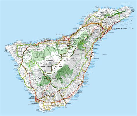 tenerife canary islands spain map with roads