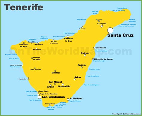 tenerife spain map with distances