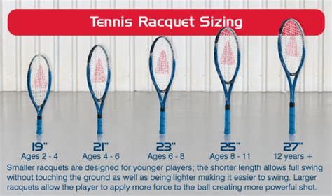 tennis racket sizes for kids