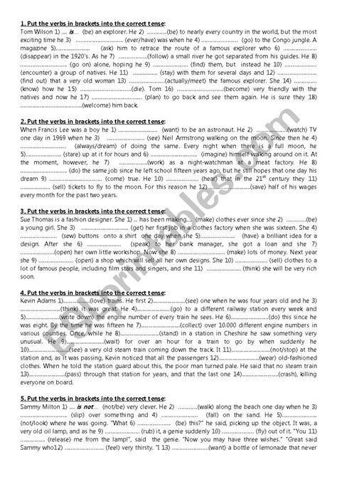 tenses paragraph exercises with answers for class 8