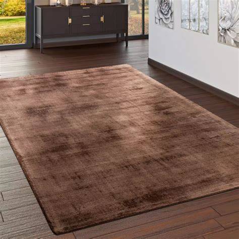 Feinschlingen Teppich Casual Braun Uni Meliert Teppich Boss