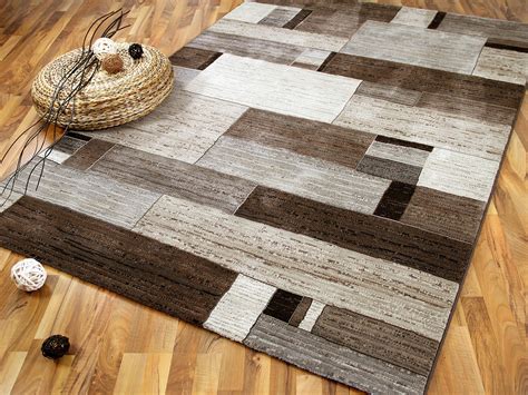 Designer Teppich Kurzflorwohnzimmerteppichlinien Wellen Gemustertbraun