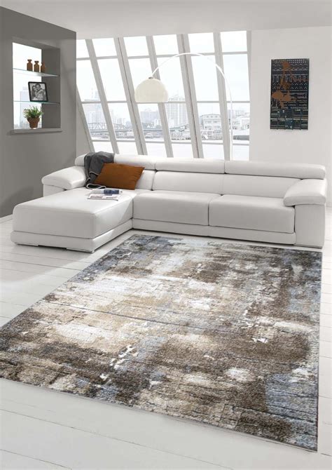 Living Room Carpet Grey Beige Brown Short Pile Grey Modern Easy Care