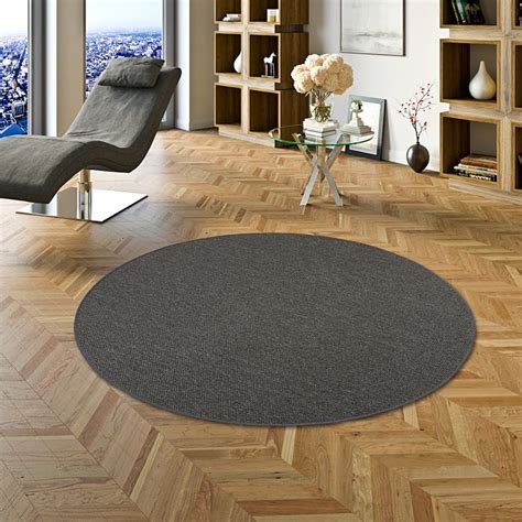Teppich Bentzon Flachgewebe Anthrazit Rund