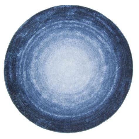 In und Outdoor Teppich Flachgewebe Carpetto Blau Rund
