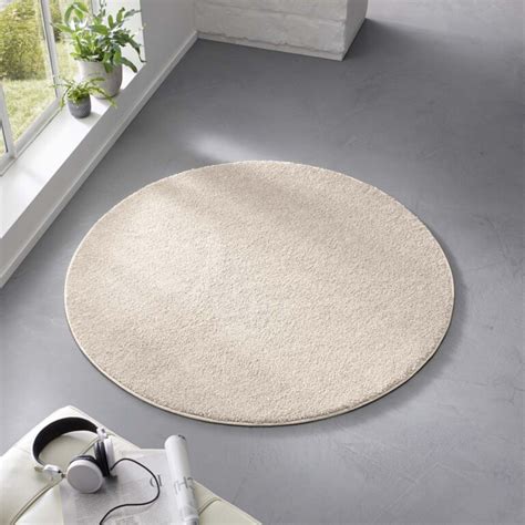 Teppich Rund Beige 140 cm Einzigartig Handarbeit waschbar Wohnzimmer