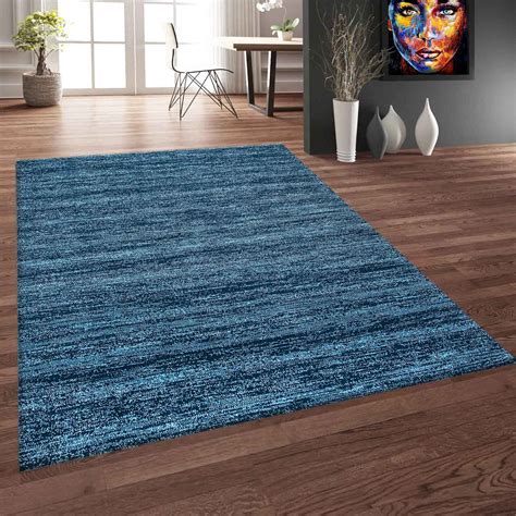 Teppich Wohnzimmer Retro Muster Blau teppichmax