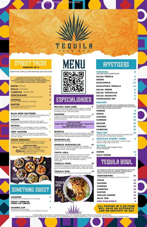 tequila taco bar menu