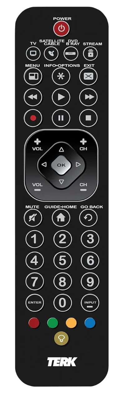 TERK Rechargeable 8Device Backlit Universal Remote Black TKTC8GB