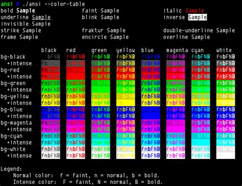 Terminal Color Codes