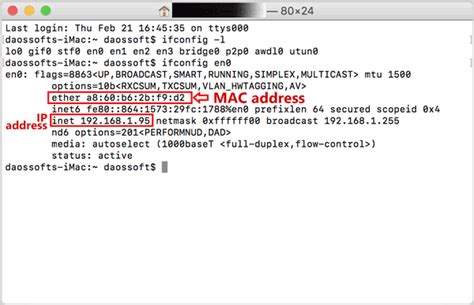 terminal command to find ip address in mac
