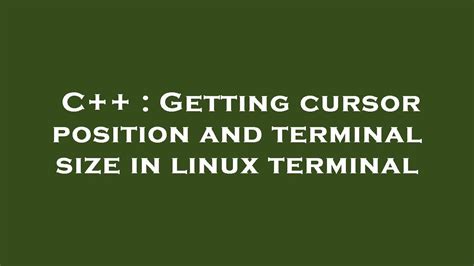 Terminal Set Cursor Position