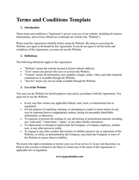 Terms And Conditions Template With Examples