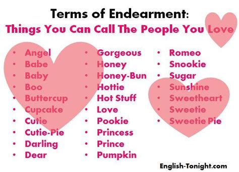 terms of endearment list