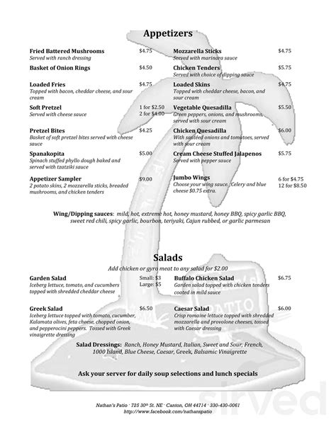 terrace bar and grill menu