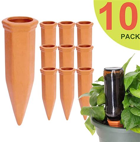 Terracotta Water Spikes for Plants Set of 4 Watering