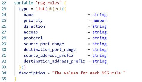 terraform list of objects variable