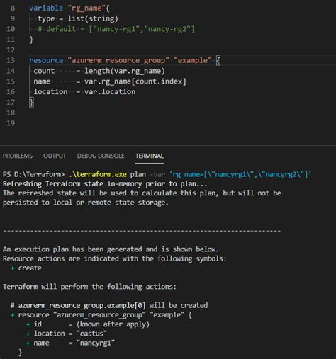terraform list string variable