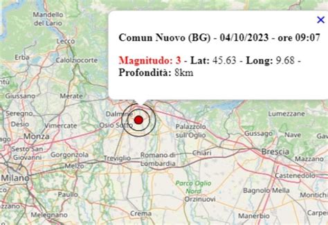 terremoto oggi bergamo