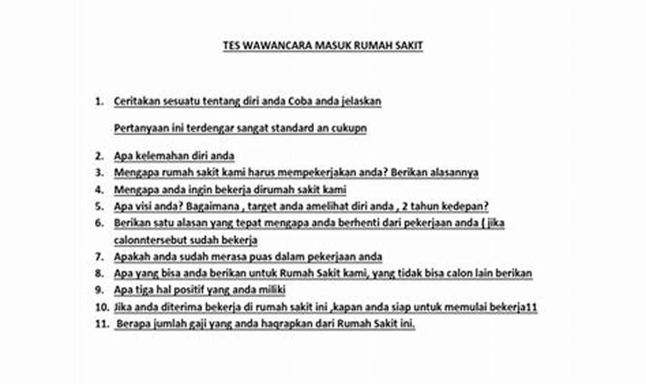 tes wawancara masuk rumah sakit