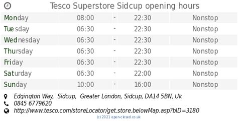 tesco opening times sidcup