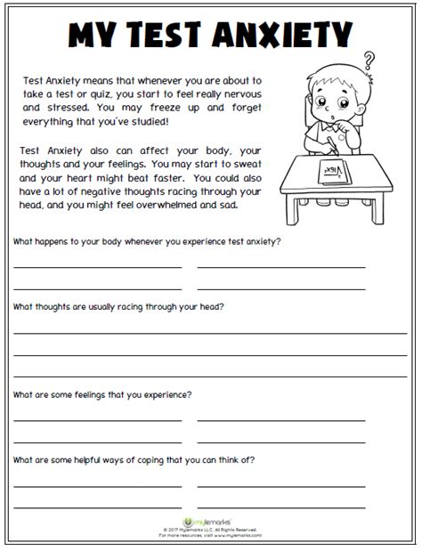 Test Anxiety Worksheets