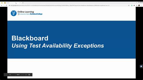 Test Availability Exceptions In Blackboard
