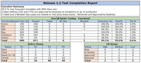 test completion report example