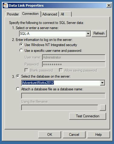 test connection to sql server