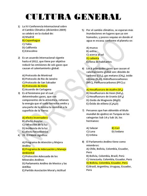 List Of Test Cultura General Oposiciones 2023
