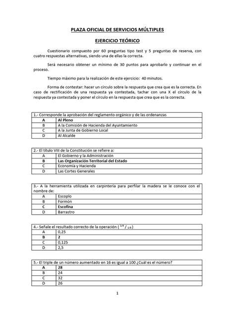 Test De Operario De Servicios Multiples Latest