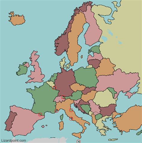 test europe countries on blind map