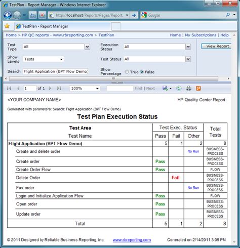 test execution plan example